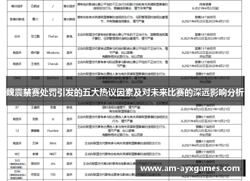 魏震禁赛处罚引发的五大热议因素及对未来比赛的深远影响分析